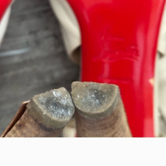 Christian Louboutin Hippik Nappa Booties Open Toe Heels 37.5 7.5 - Picture 5 of 8